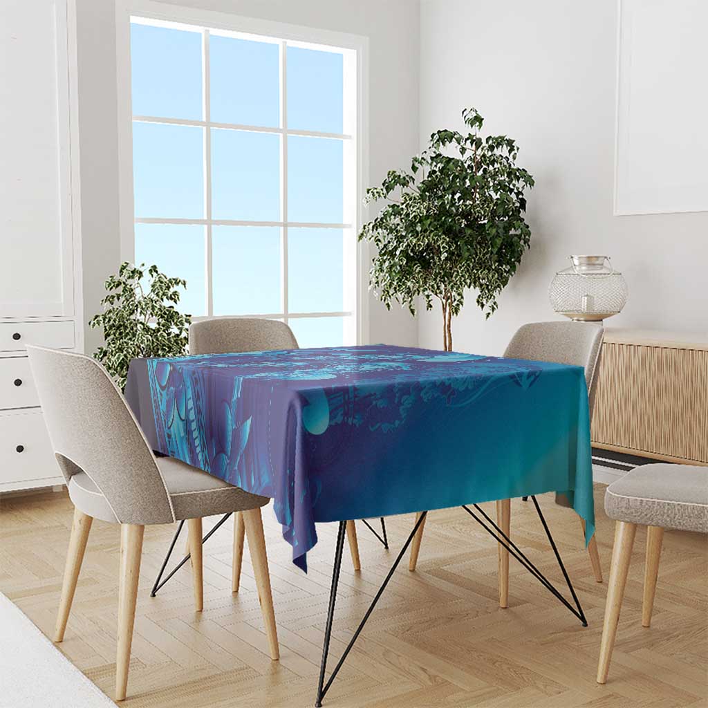 Purple Paradise Polynesia Jellyfish Tablecloth Plumeria Polynesian Tattoo Glowing Vibes