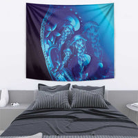 Purple Paradise Polynesia Jellyfish Tapestry Plumeria Polynesian Tattoo Glowing Vibes