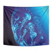 Purple Paradise Polynesia Jellyfish Tapestry Plumeria Polynesian Tattoo Glowing Vibes