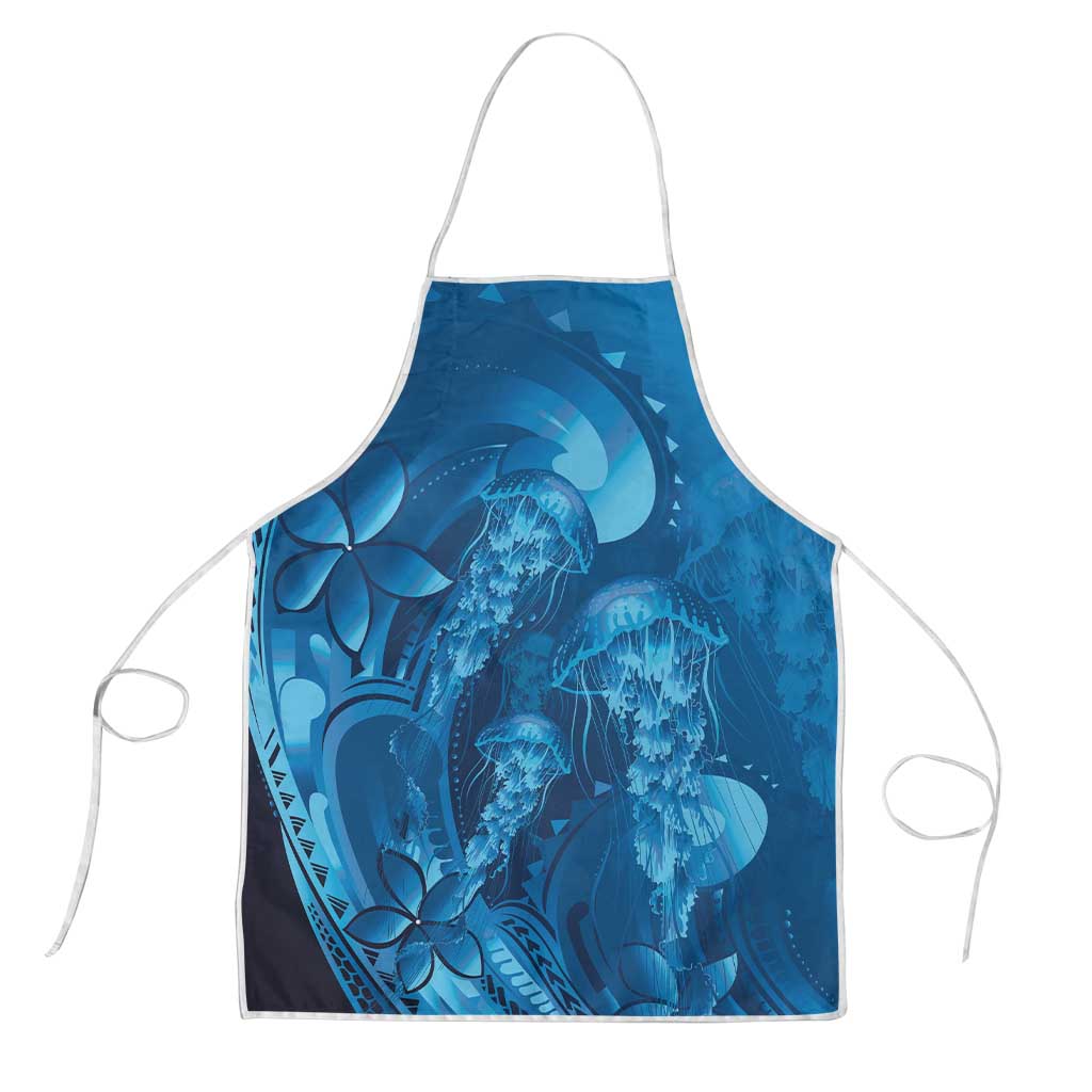 Blue Gradient Polynesia Jellyfish Apron Plumeria Polynesian Tattoo Glowing Vibes