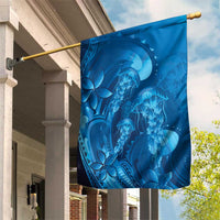 Blue Gradient Polynesia Jellyfish Garden Flag Plumeria Polynesian Tattoo Glowing Vibes