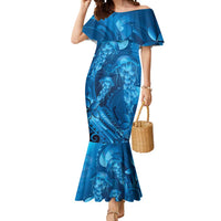 Blue Gradient Polynesia Jellyfish Mermaid Dress Plumeria Polynesian Tattoo Glowing Vibes