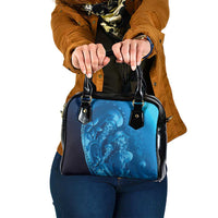 Blue Gradient Polynesia Jellyfish Shoulder Handbag Plumeria Polynesian Tattoo Glowing Vibes