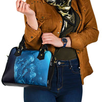 Blue Gradient Polynesia Jellyfish Shoulder Handbag Plumeria Polynesian Tattoo Glowing Vibes
