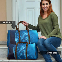 Blue Gradient Polynesia Jellyfish Travel Bag Plumeria Polynesian Tattoo Glowing Vibes
