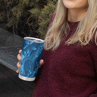 Blue Gradient Polynesia Jellyfish Tumbler Cup Plumeria Polynesian Tattoo Glowing Vibes