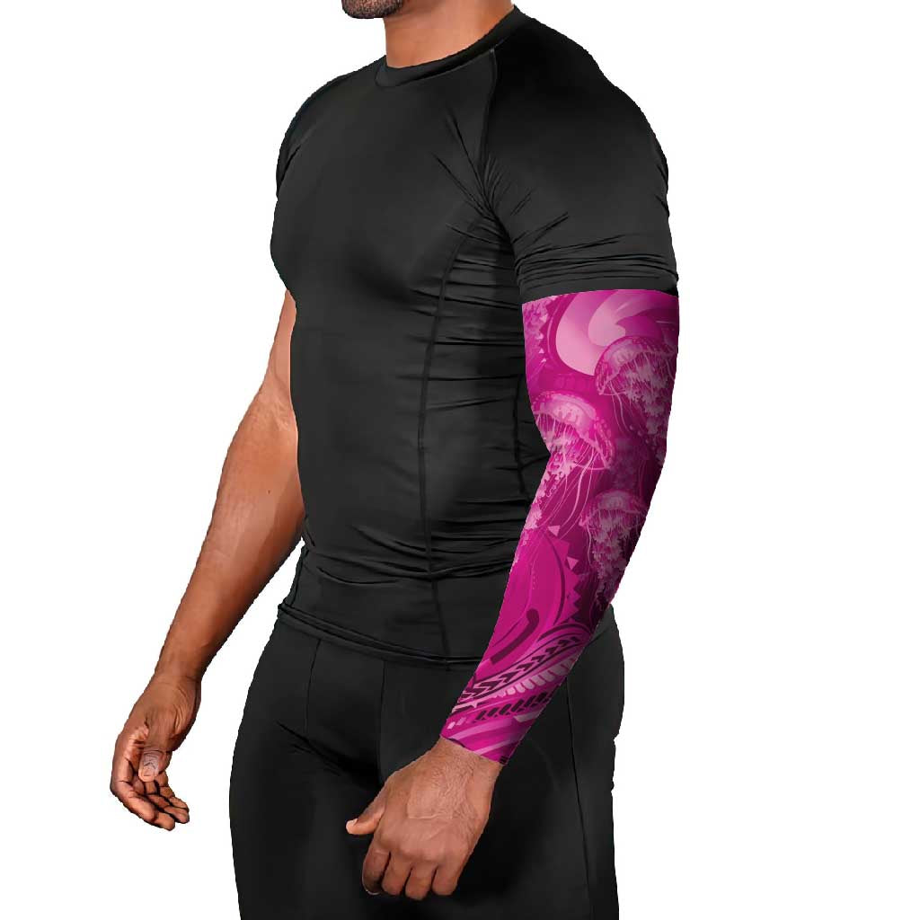 Pink Gradient Polynesia Jellyfish Arm Sleeves Plumeria Polynesian Tattoo Glowing Vibes