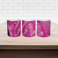 Pink Gradient Polynesia Jellyfish Ceramic Mug Plumeria Polynesian Tattoo Glowing Vibes