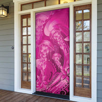 Pink Gradient Polynesia Jellyfish Door Cover Plumeria Polynesian Tattoo Glowing Vibes