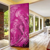 Pink Gradient Polynesia Jellyfish Door Cover Plumeria Polynesian Tattoo Glowing Vibes