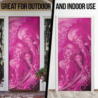 Pink Gradient Polynesia Jellyfish Door Cover Plumeria Polynesian Tattoo Glowing Vibes
