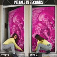 Pink Gradient Polynesia Jellyfish Door Cover Plumeria Polynesian Tattoo Glowing Vibes