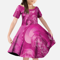 Pink Gradient Polynesia Jellyfish Family Matching Long Sleeve Bodycon Dress and Hawaiian Shirt Plumeria Polynesian Tattoo Glowing Vibes LT14 Daughter's Dress Pink - Polynesian Pride