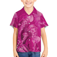 Pink Gradient Polynesia Jellyfish Family Matching Short Sleeve Bodycon Dress and Hawaiian Shirt Plumeria Polynesian Tattoo Glowing Vibes LT14 Son's Shirt Pink - Polynesian Pride