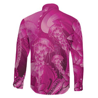 Pink Gradient Polynesia Jellyfish Family Matching Summer Maxi Dress and Hawaiian Shirt Plumeria Polynesian Tattoo Glowing Vibes LT14 - Polynesian Pride