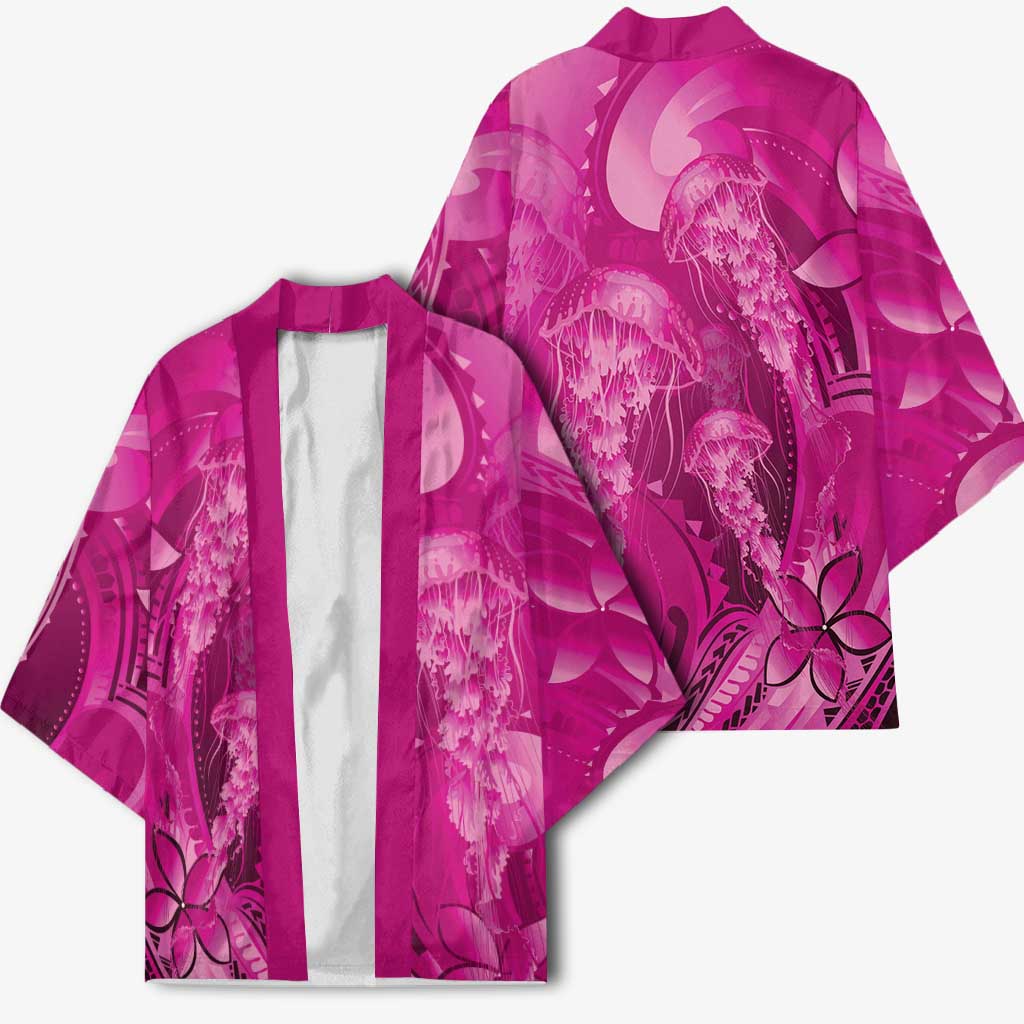 Pink Gradient Polynesia Jellyfish Kimono Plumeria Polynesian Tattoo Glowing Vibes