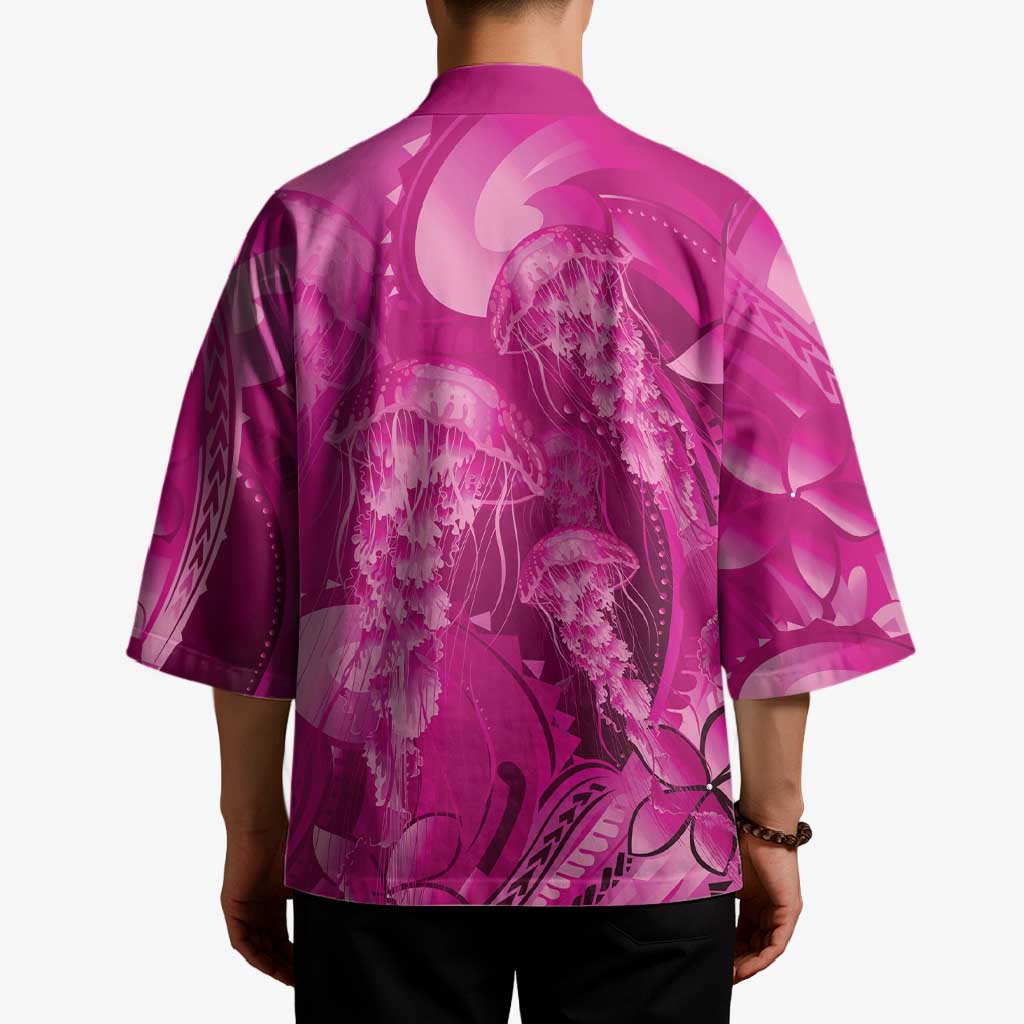 Pink Gradient Polynesia Jellyfish Kimono Plumeria Polynesian Tattoo Glowing Vibes