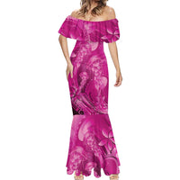 Pink Gradient Polynesia Jellyfish Mermaid Dress Plumeria Polynesian Tattoo Glowing Vibes
