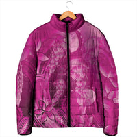 Pink Gradient Polynesia Jellyfish Padded Jacket Plumeria Polynesian Tattoo Glowing Vibes