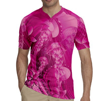 Pink Gradient Polynesia Jellyfish Rugby Jersey Plumeria Polynesian Tattoo Glowing Vibes