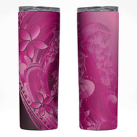 Pink Gradient Polynesia Jellyfish Skinny Tumbler Plumeria Polynesian Tattoo Glowing Vibes