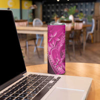 Pink Gradient Polynesia Jellyfish Skinny Tumbler Plumeria Polynesian Tattoo Glowing Vibes