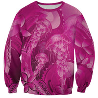 Pink Gradient Polynesia Jellyfish Sweatshirt Plumeria Polynesian Tattoo Glowing Vibes