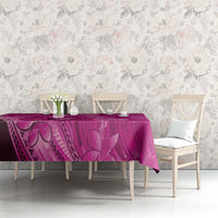 Pink Gradient Polynesia Jellyfish Tablecloth Plumeria Polynesian Tattoo Glowing Vibes