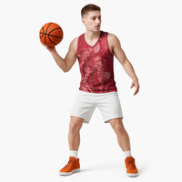 Red Gradient Polynesia Jellyfish Basketball Jersey Plumeria Polynesian Tattoo Glowing Vibes