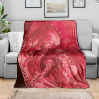 Red Gradient Polynesia Jellyfish Blanket Plumeria Polynesian Tattoo Glowing Vibes
