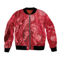 Red Gradient Polynesia Jellyfish Bomber Jacket Plumeria Polynesian Tattoo Glowing Vibes