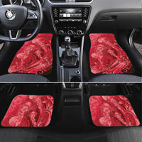 Red Gradient Polynesia Jellyfish Car Mats Plumeria Polynesian Tattoo Glowing Vibes