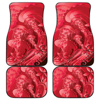 Red Gradient Polynesia Jellyfish Car Mats Plumeria Polynesian Tattoo Glowing Vibes
