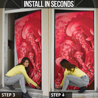 Red Gradient Polynesia Jellyfish Door Cover Plumeria Polynesian Tattoo Glowing Vibes