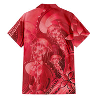 Red Gradient Polynesia Jellyfish Family Matching Mermaid Dress and Hawaiian Shirt Plumeria Polynesian Tattoo Glowing Vibes LT14 - Polynesian Pride