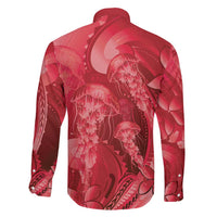 Red Gradient Polynesia Jellyfish Family Matching Tank Maxi Dress and Hawaiian Shirt Plumeria Polynesian Tattoo Glowing Vibes LT14 - Polynesian Pride