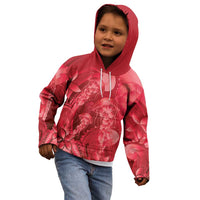 Red Gradient Polynesia Jellyfish Kid Hoodie Plumeria Polynesian Tattoo Glowing Vibes