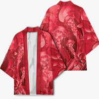Red Gradient Polynesia Jellyfish Kimono Plumeria Polynesian Tattoo Glowing Vibes