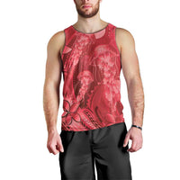 Red Gradient Polynesia Jellyfish Men Tank Top Plumeria Polynesian Tattoo Glowing Vibes