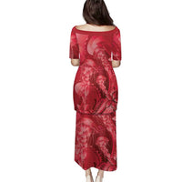 Red Gradient Polynesia Jellyfish Puletasi Plumeria Polynesian Tattoo Glowing Vibes