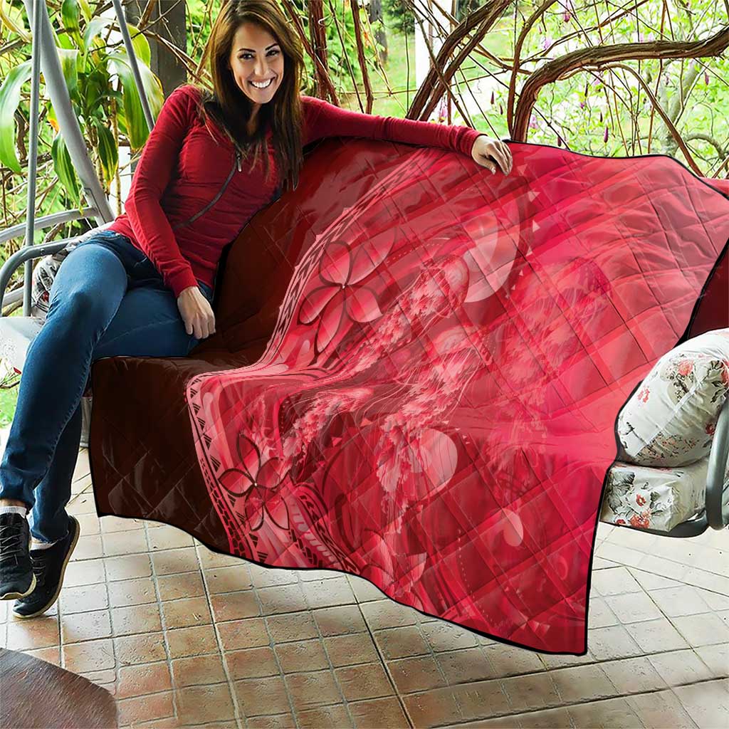 Red Gradient Polynesia Jellyfish Quilt Plumeria Polynesian Tattoo Glowing Vibes