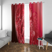 Red Gradient Polynesia Jellyfish Window Curtain Plumeria Polynesian Tattoo Glowing Vibes