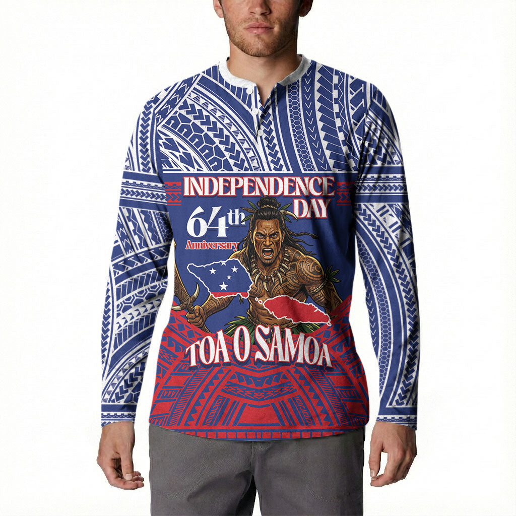 Personalised Samoa Independence Day Button Sweatshirt 64th Anniversary Toa O Samoa