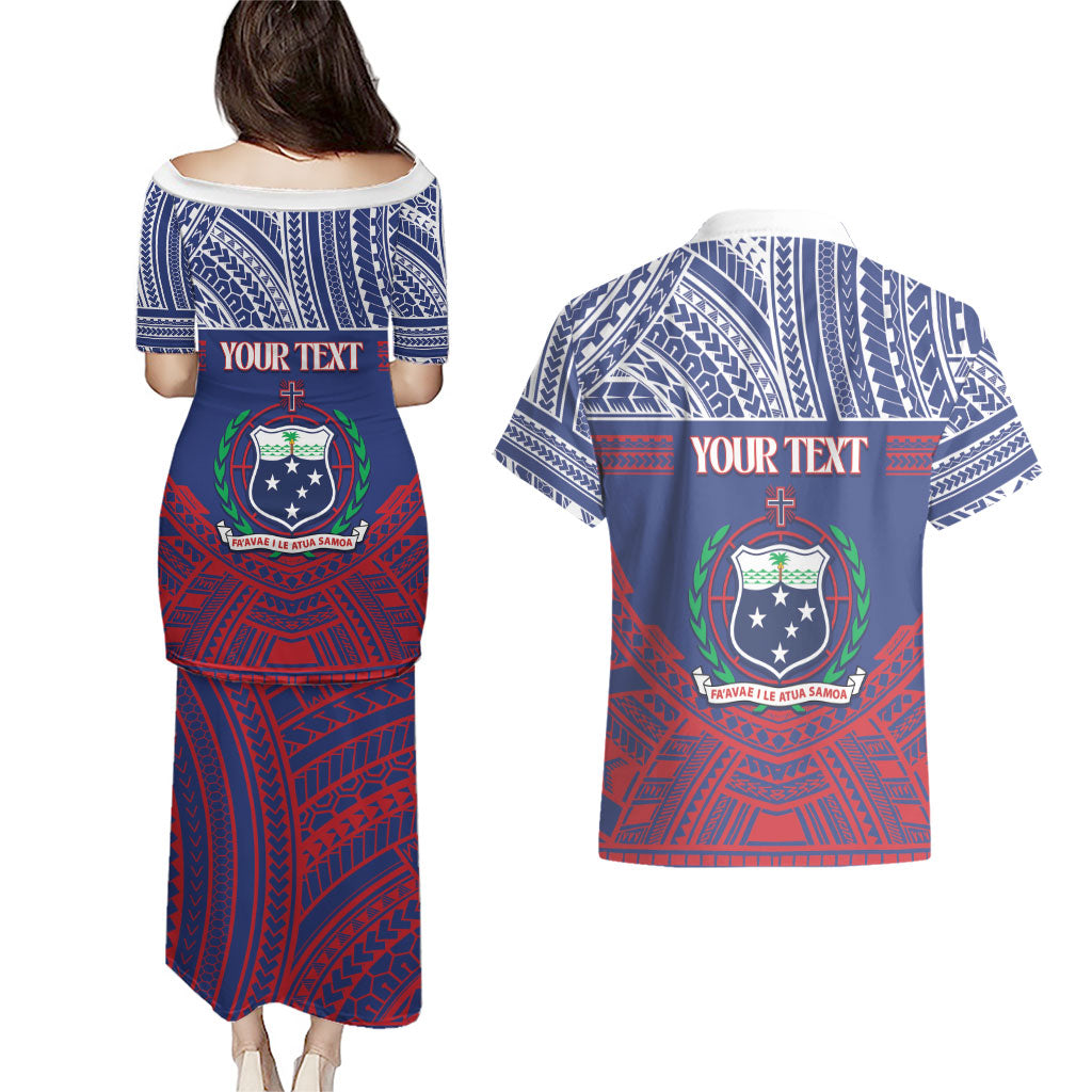 Personalised Samoa Independence Day Couples Matching Puletasi and Hawaiian Shirt 64th Anniversary Toa O Samoa