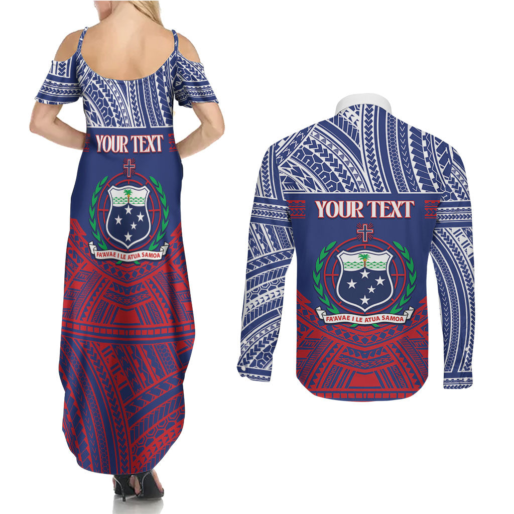 Personalised Samoa Independence Day Couples Matching Summer Maxi Dress and Long Sleeve Button Shirt 64th Anniversary Toa O Samoa