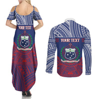 Personalised Samoa Independence Day Couples Matching Summer Maxi Dress and Long Sleeve Button Shirt 64th Anniversary Toa O Samoa