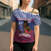 Personalised Samoa Independence Day Cross Shoulder Shirt 64th Anniversary Toa O Samoa