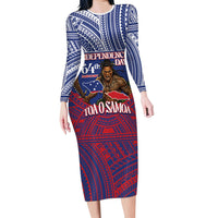 Personalised Samoa Independence Day Family Matching Long Sleeve Bodycon Dress and Hawaiian Shirt 64th Anniversary Toa O Samoa