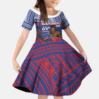 Personalised Samoa Independence Day Family Matching Mermaid Dress and Hawaiian Shirt 64th Anniversary Toa O Samoa LT14 Daughter's Dress Blue - Polynesian Pride