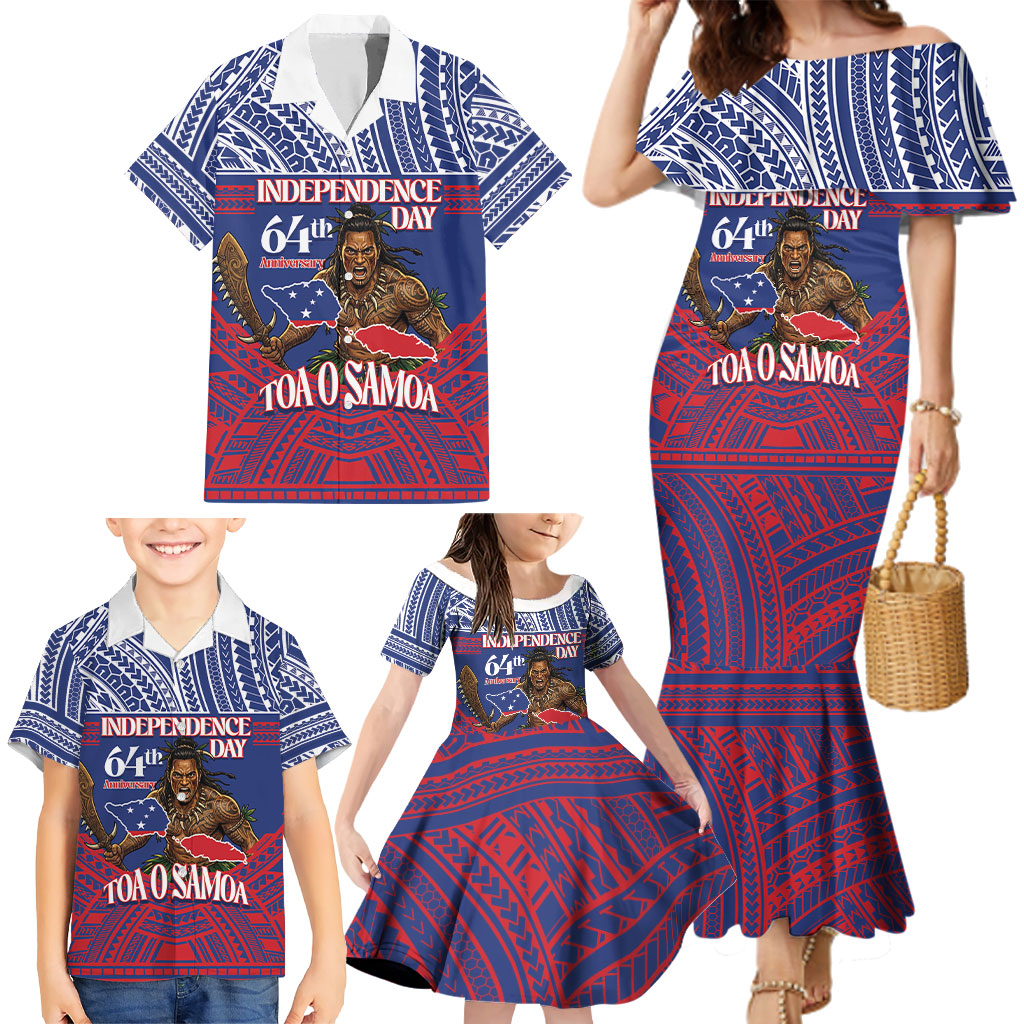 Personalised Samoa Independence Day Family Matching Mermaid Dress and Hawaiian Shirt 64th Anniversary Toa O Samoa LT14 - Polynesian Pride
